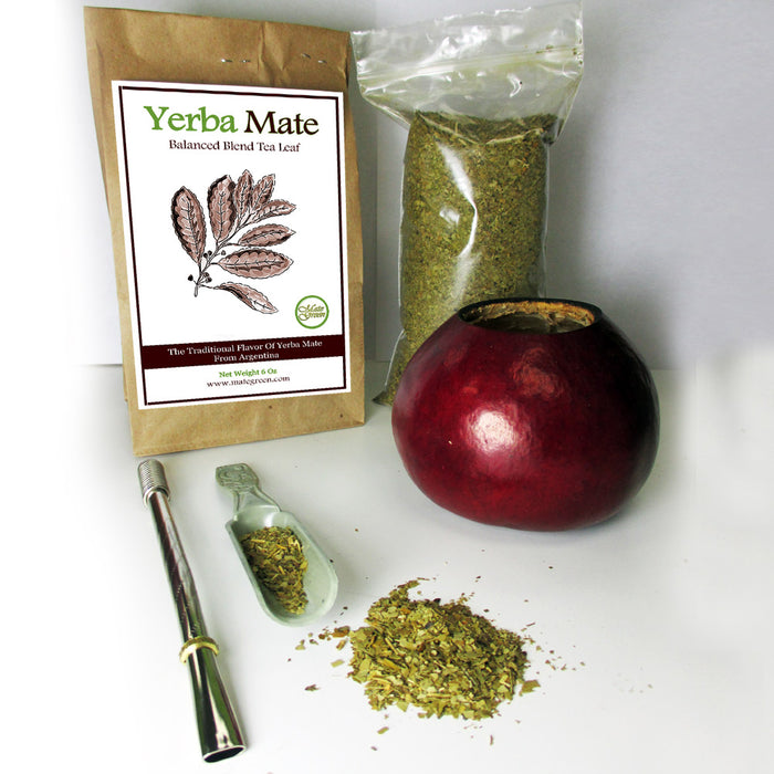 4 Pc Argentina Yerba Mate Tea Gourd 6 Oz Cup Bombilla Combo Leaf Bag Kit 059