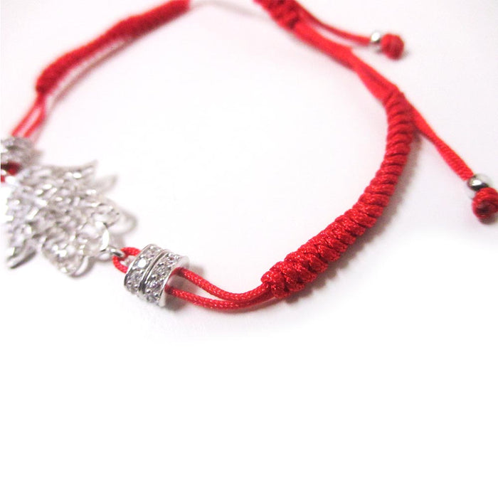 Hamsa Bracelet 925 Sterling Silver Lucky Eye Red Macrame Cz Crystals Kabbalah