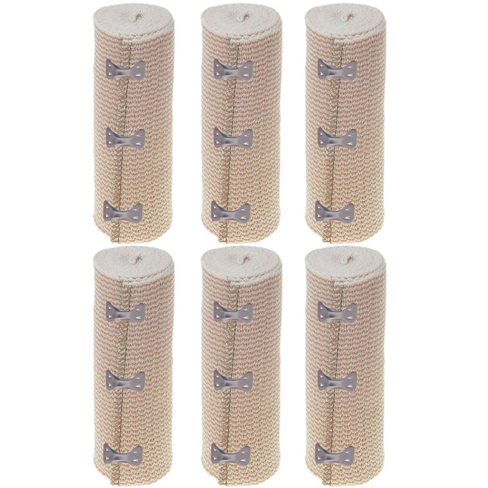 6 Rolls Flexible Large Elastic Bandages 6" Clip Body Wrap Thigh Calf Sport