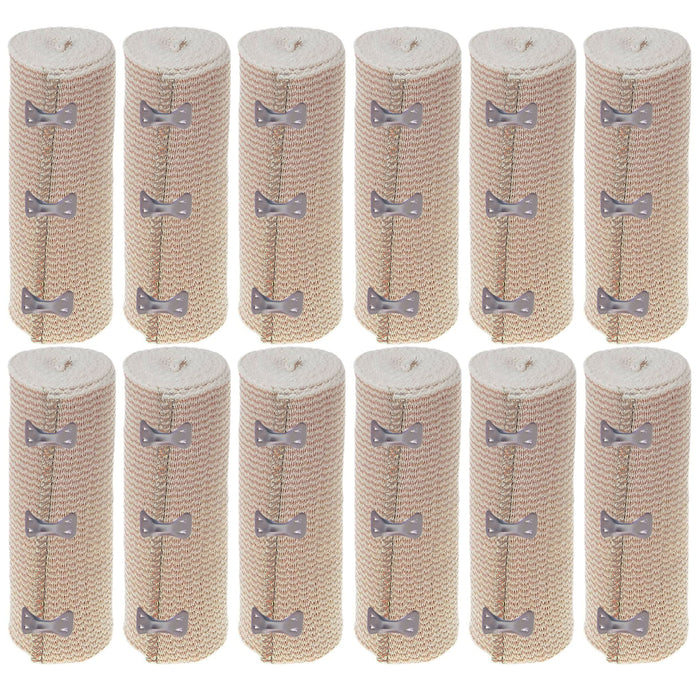 12 Rolls Elastic Bandages 6" Clip Body Wrap Thigh Calf Flexible Large Sport