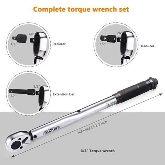 6pc Set High Precision 3/8'' Drive Click Torque Wrench 10-80 FT LB 13.6-108.5 Nm