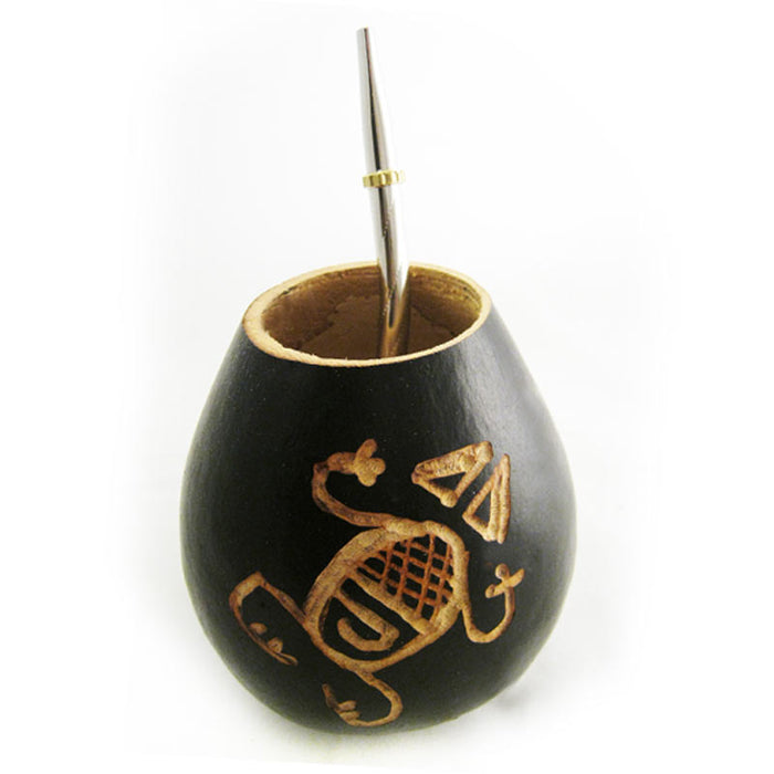 FROG MATE GOURD FOR YERBA MATE OR TEA WITH STRAW BOMBILLA DRINK 6686 ships from USA