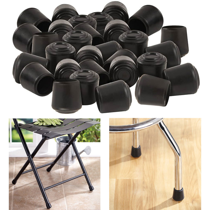 32 Pc 1/2" Furniture Sliders Black Rubber Chair Tips Leg Feet Caps Pads Gripper