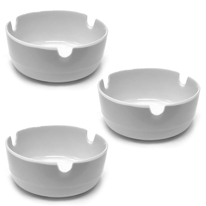 Set 3 White Plastic Ashtrays Cigarette Restaurant Bar 3" Diameter Bar Hotel Home