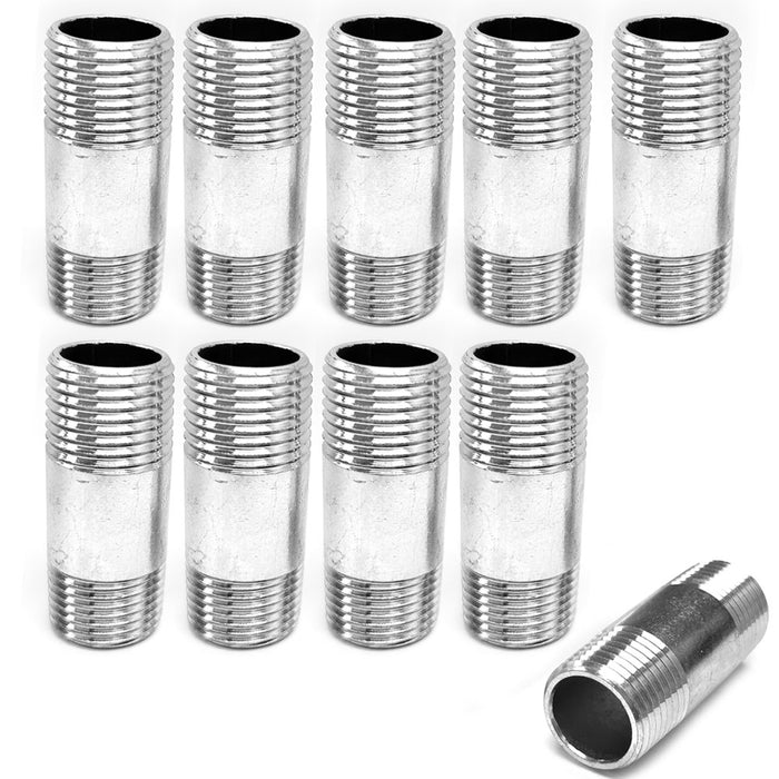 10 pc 3/4" x 1 7/8" Silver Steel Nipples Connector Repair Pipe Fitting DIY