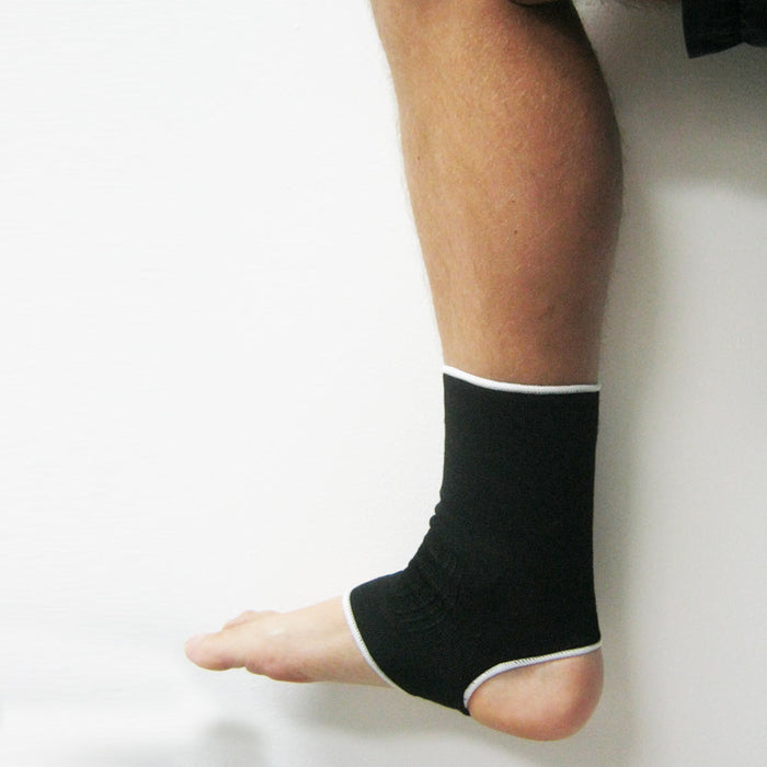 2 Ankle Support Brace Stretch Elastic Protection Arc Wrap Guard Sports Gym Black