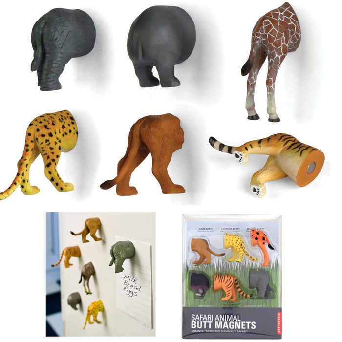 6 Refrigerator Magnets Safari Gift Set Home Decoration Novelty Animal Butt Funny