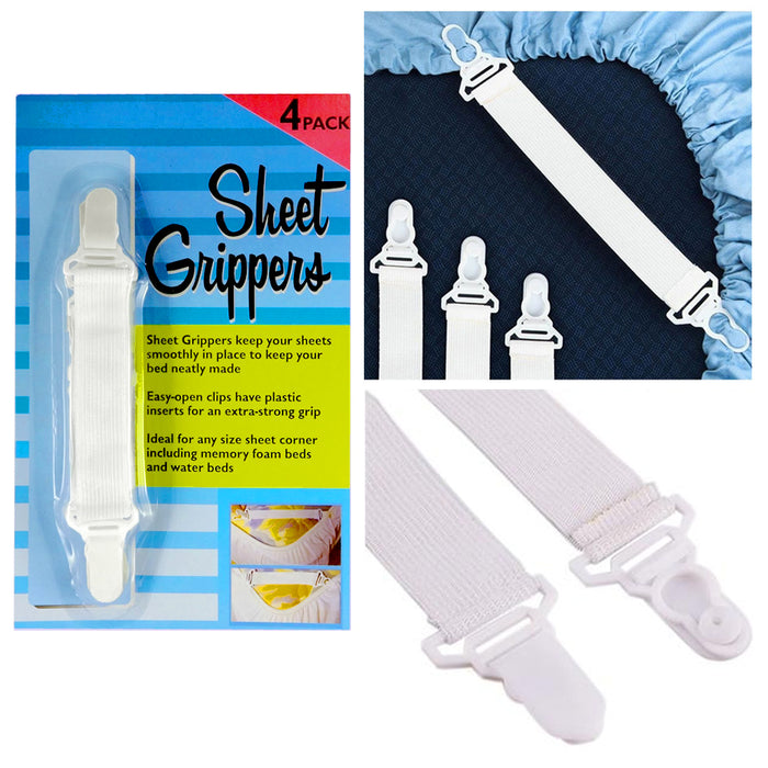 4 Pc Sheet Grippers Bed Mattress Cover Straps Fasteners Elastic Suspender Clips