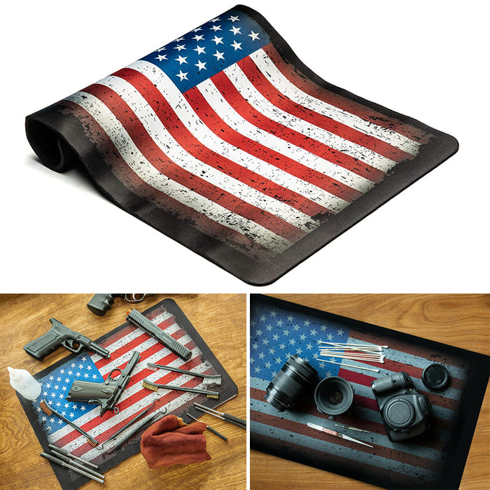 1 Non-Slip Cleaning Mat American Flag Design Gunsmith Gun Maintenance 18"X12"