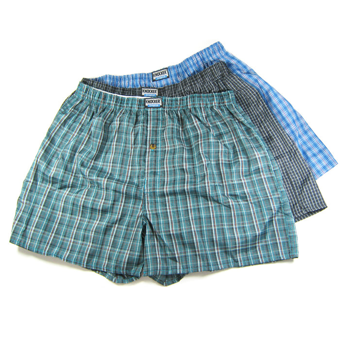 6 Men Knocker Boxer Trunk Plaid Shorts Underwear Cotton Briefs Elastic 3XL 50-52