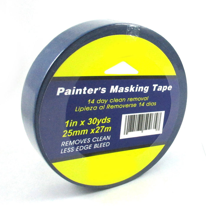 4 Rolls Painters Masking Tape Blue 1 Inch x 18 Yds Less Edge Bleed Multi-Surface