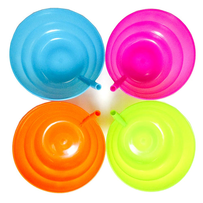 4 Kids Sip A Bowl Built In Straw Plate Plastic Cereal Soup Drink Snack BPA Free