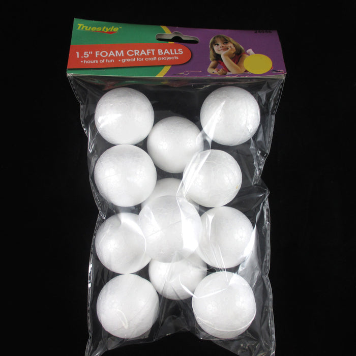 72 Ct White Foam Balls 1.5" Round Polystyrene Sphere Foam Art Craft