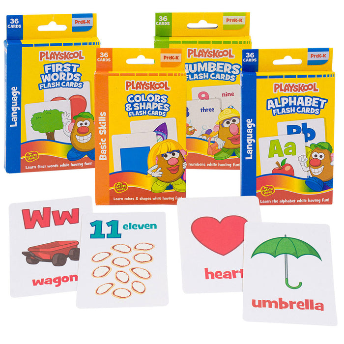 4PK Playskool Flash Cards Mrs Potato Alphabet Numbers Colors Shapes First Words