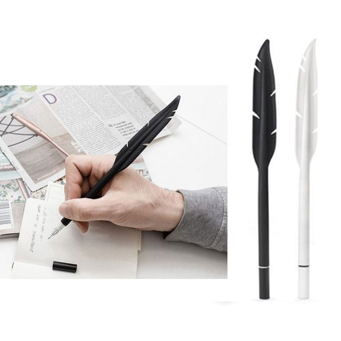 2 Pack Kikkerland Feather Gel Ink Pen Creative Novelty Office Student Stationery