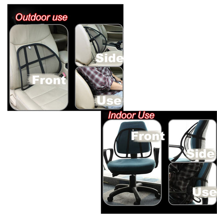 Cool Vent Cushion Mesh Back Lumbar Support New Car Office Chair Truck Seat Black