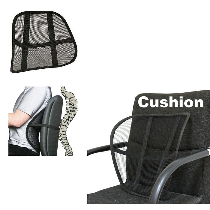 Cool Vent Cushion Mesh Back Lumbar Support New Car Office Chair Truck Seat Black