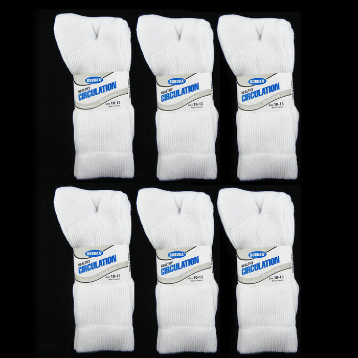 12 Pairs Diabetic Crew Circulation Socks Health Cushioned Support Mens Sz 10-13