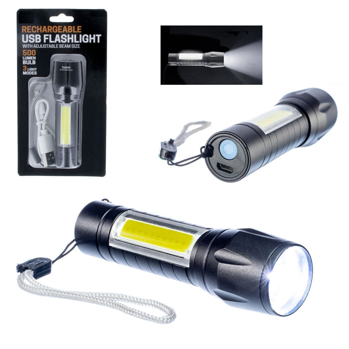 Rechargeable USB Flashlight Super Bright 500 Lumen Compact Tactical Torch Light