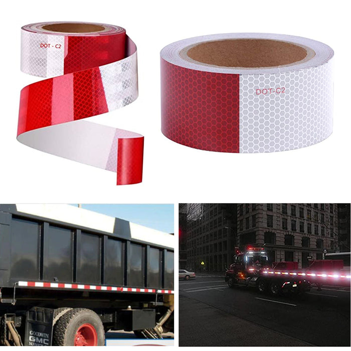 4 Rolls Reflective Tape Dot Conspicuity 2" X 10ft Red White Visibility Adhesive