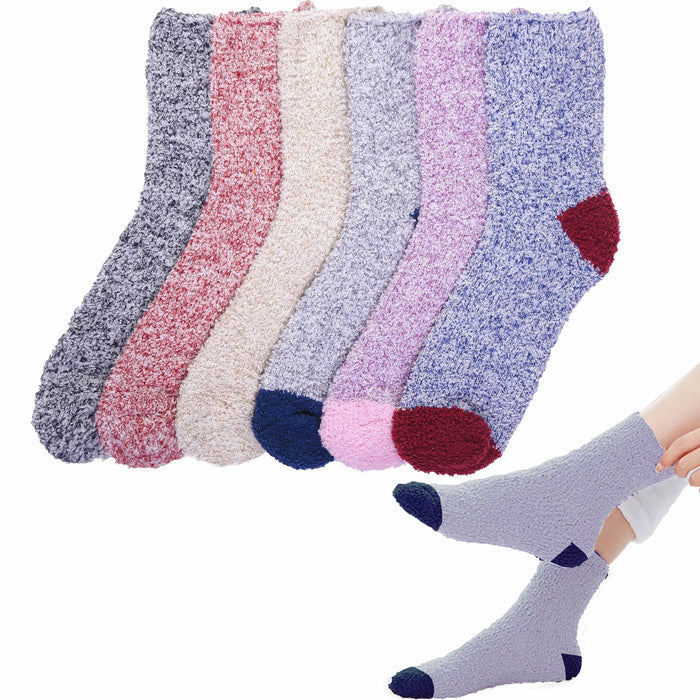 6 Pair Cozy Fuzzy Socks Super Soft Winter Plush Slipper Women's Girls Gift 9-11