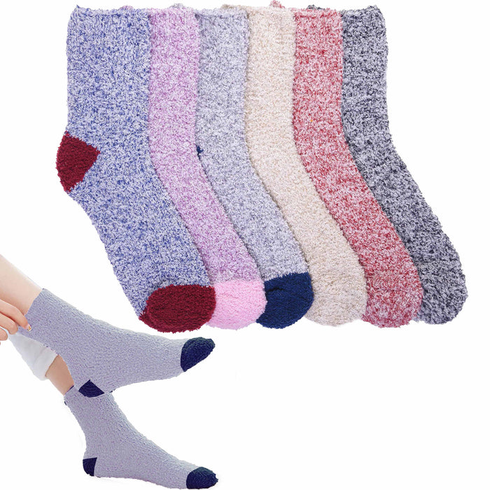 6 Pair Cozy Fuzzy Socks Super Soft Winter Plush Slipper Women's Girls Gift 9-11