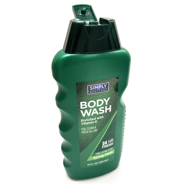 Spring Fresh Body Wash Men 24hr Long Lasting Scent Simply Body Care Cleans 12oz