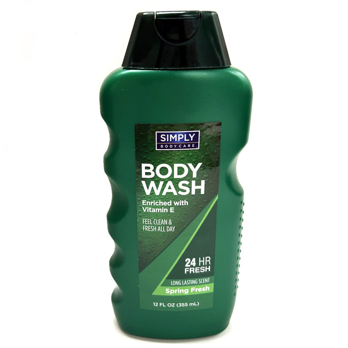 Spring Fresh Body Wash Men 24hr Long Lasting Scent Simply Body Care Cleans 12oz