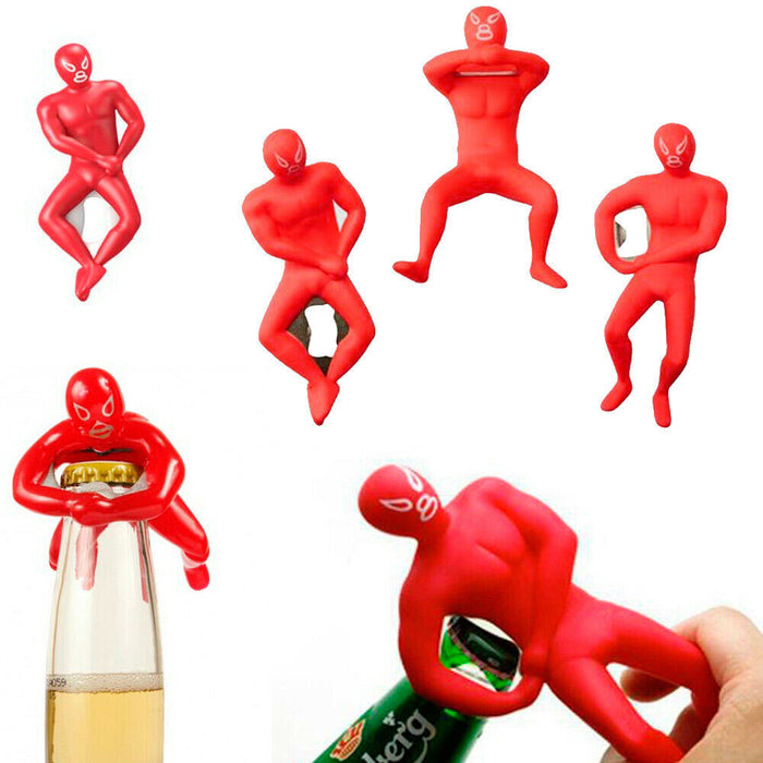 RED Luchador Bottle Opener Beer Cap Metal Ring Rare Novelty Gift Kikkerland