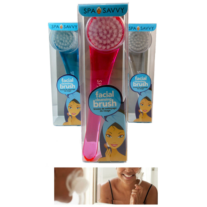 1 Facial Brush Transparent Cleaning Soft Bristle Scrub Face Exfoliating Scrubber