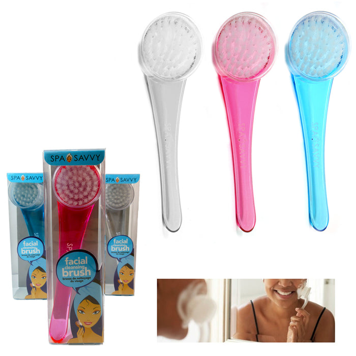 1 Facial Brush Transparent Cleaning Soft Bristle Scrub Face Exfoliating Scrubber