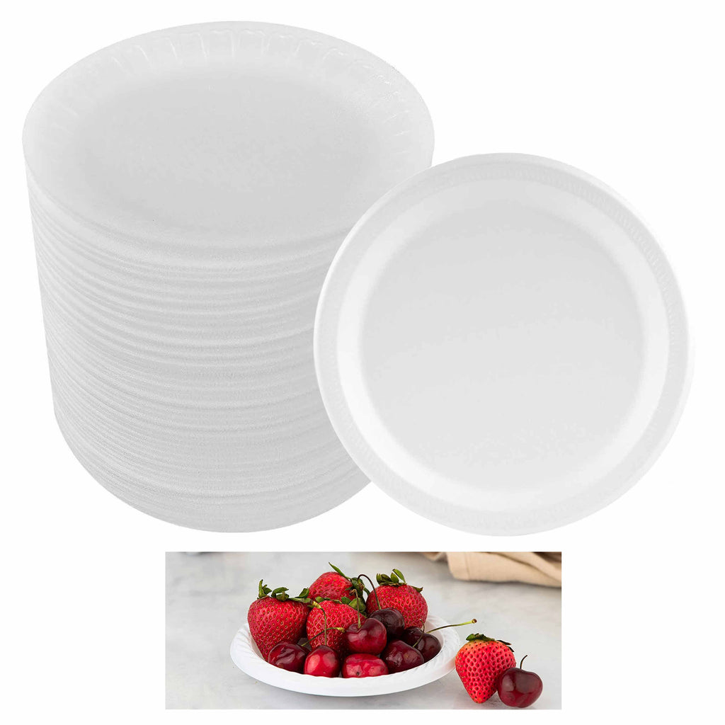 250 Pack 6 inch White Foam Plastic Plates Disposable Strong Sturdy Soak Proof 6