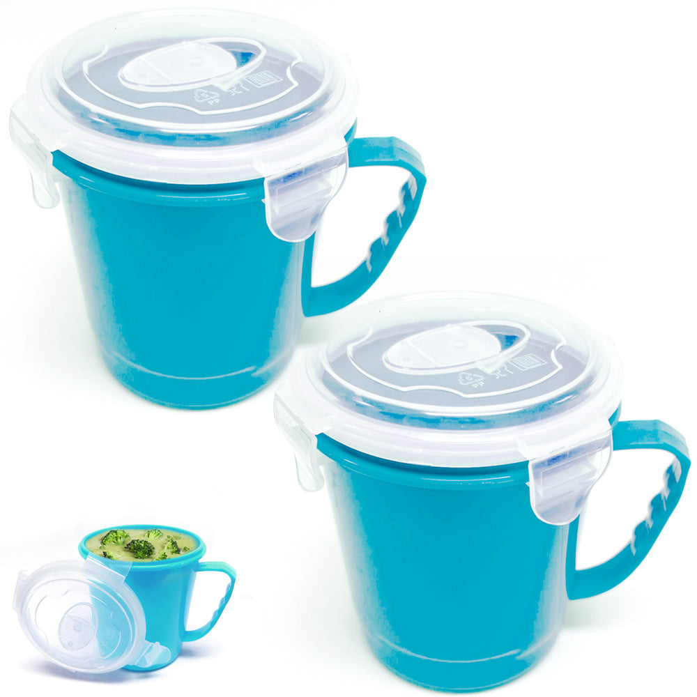 1 Microwave Soup Mug Vent Lid 30.5oz Plastic Bowl Container Food Storage Freezer