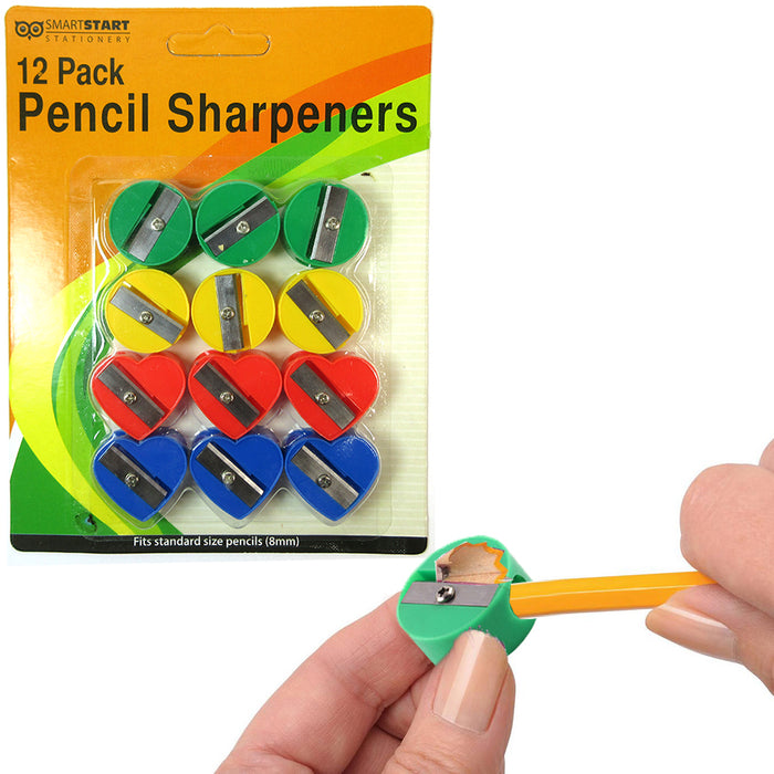 12 Pc Pencil Sharpener Assorted Shapes Colors School Supplies Children Art Kids