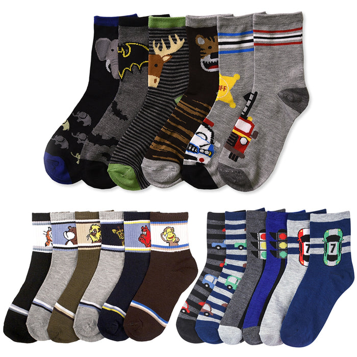 6 Pairs Assorted Boys Socks Size Ages 6-8 Years Kids Casual Sport Youth New !