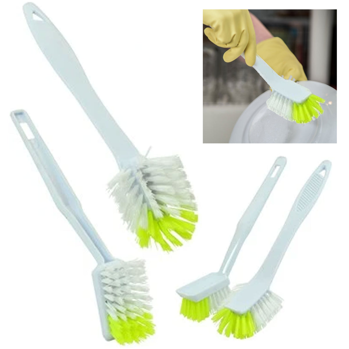 2 Pc Vegetable Cleaning Brush With Handle Fruit Veggie Scrubber Nylon  Bristles