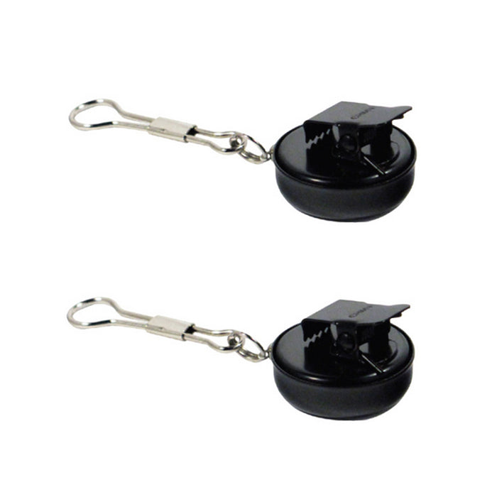 2 Pc Mini Retractable Pull Reel Key Chain Clip On Key ID Badge Holder 1" Black