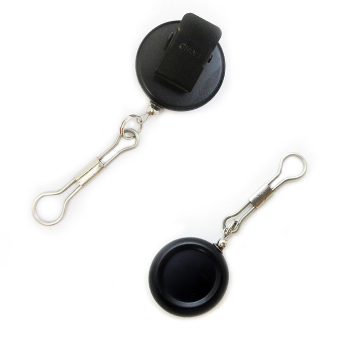 2 Pc Mini Retractable Pull Reel Key Chain Clip On Key ID Badge Holder 1" Black