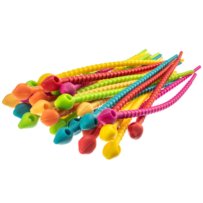 24Pc Silicone Reusable Cable Twist Ties Organizer Cords Kitchen Garden Zip Strap