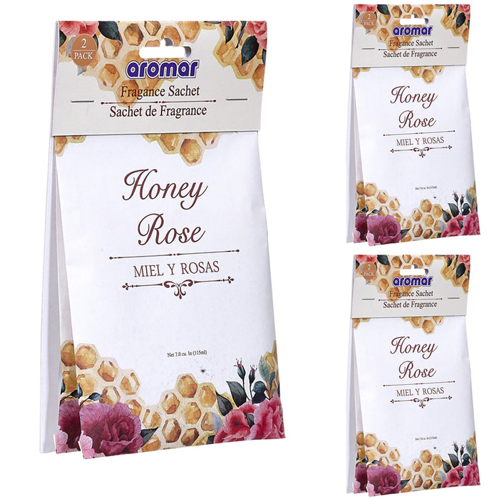 6 Pc Honey Rose Scented Aroma Sachet Drawer Bag Air Freshener Floral Fresh Scent