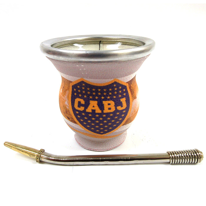 5pc CABJ Boca Juniors Yerba Mate Set Cup Bombilla Straw Yerbera Matera Bag Kit