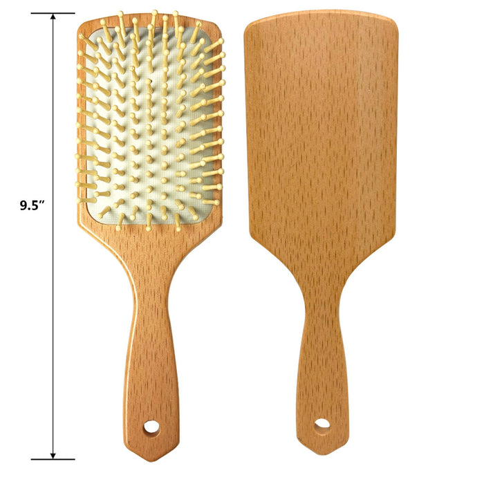 Paddle Hair Brush Large Wooden Style Large Square Air Brush w/ Ball Tip Bristles