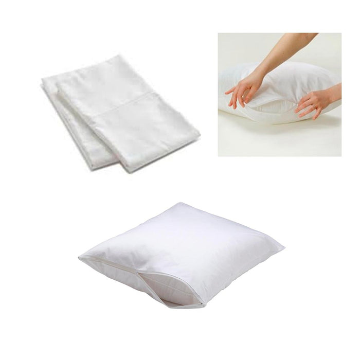 6 White Hotel Pillow Plastic Cover Case Waterproof Zipper Protector Bed 21"X27"