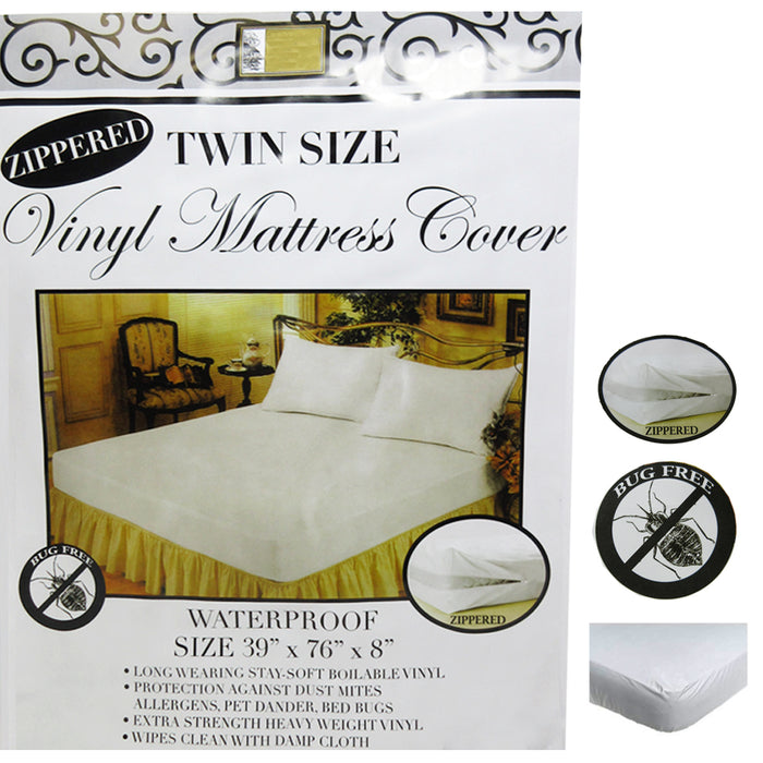 Twin Size Bed Mattress Cover Zipper Plastic Waterproof Bed Bugs Protector Mites