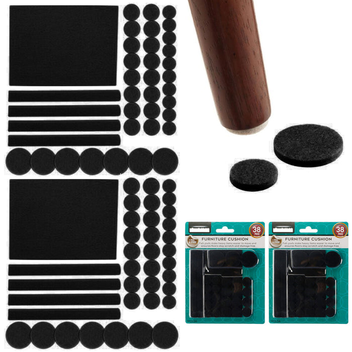 76 Pc Non Slip Felt Pads Furniture Floor Protectors Table Chair Feet Leg Black