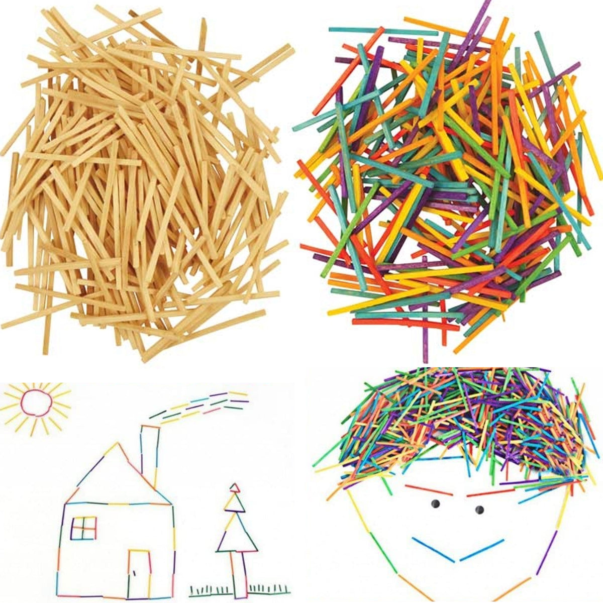 400 Pc Colored Wood Popsicle Sticks Art Project School Kids Wooden