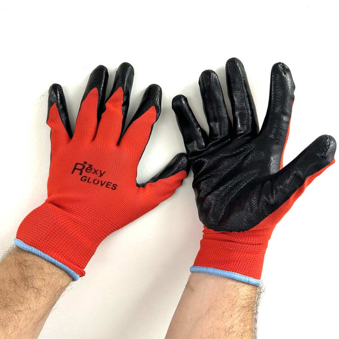 1 Pair Pro Work Gloves Nitrile Coated Palm Safe Seamles Knit Hand Safety Size XL