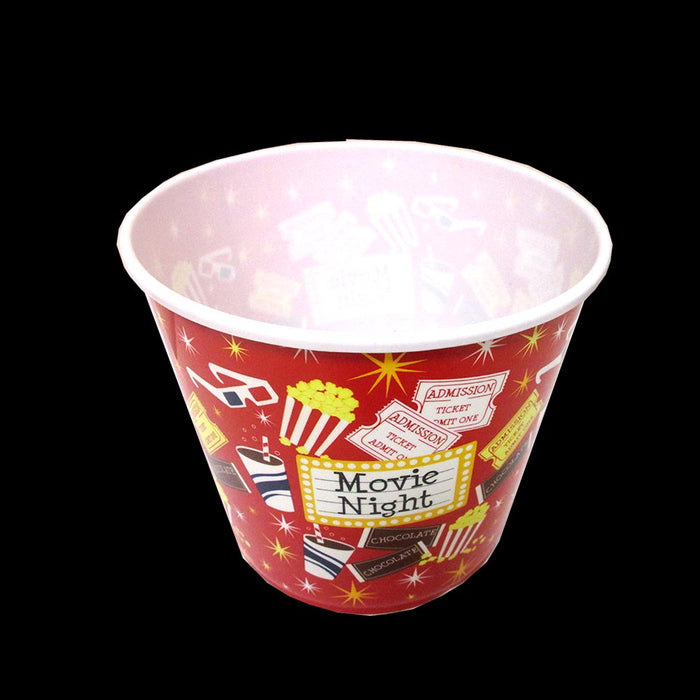 Popcorn Bowl Bucket Retro Style Reusable Plastic Container Movie Theater 8" Tall