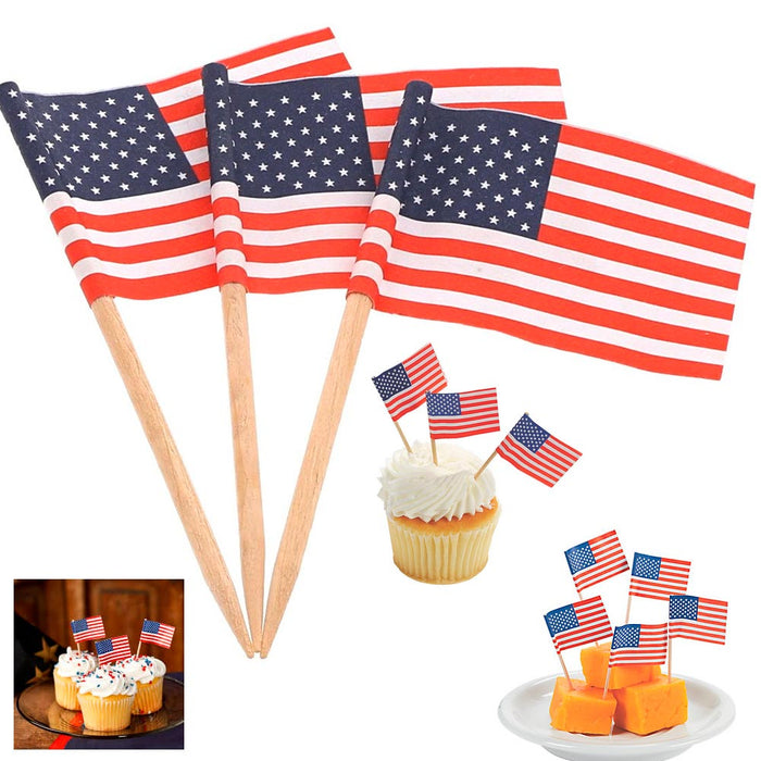 100 American Flag Toothpicks Party Cupcake Decoration Sandwich Mini Food Picks