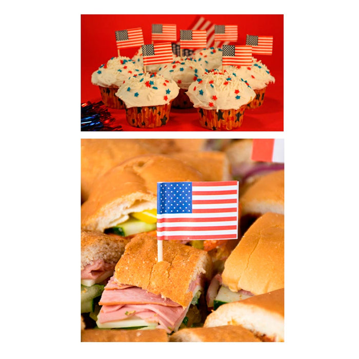 100 American Flag Toothpicks Party Cupcake Decoration Sandwich Mini Food Picks